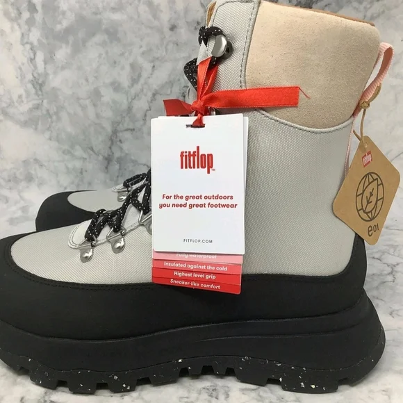 Fitflop Hyker Black and White Winter Boots - Picture 8 of 9